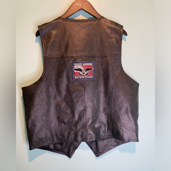 Wilson Leather Vest Men’s Black Large Snap Up Motorcycle Harley Davidson Patch - Picture 10 of 13